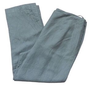 Annie Alexander Womens High Rise Pants Cropped Lined Embroidered Gray Size 10